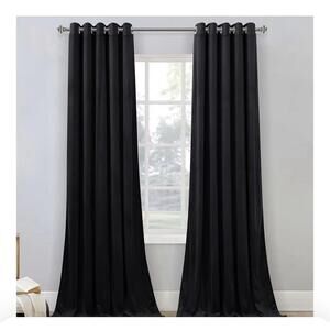 StangH Black Velvet Curtains 96 inches Long - Blackout Thermal Insulated Drapes